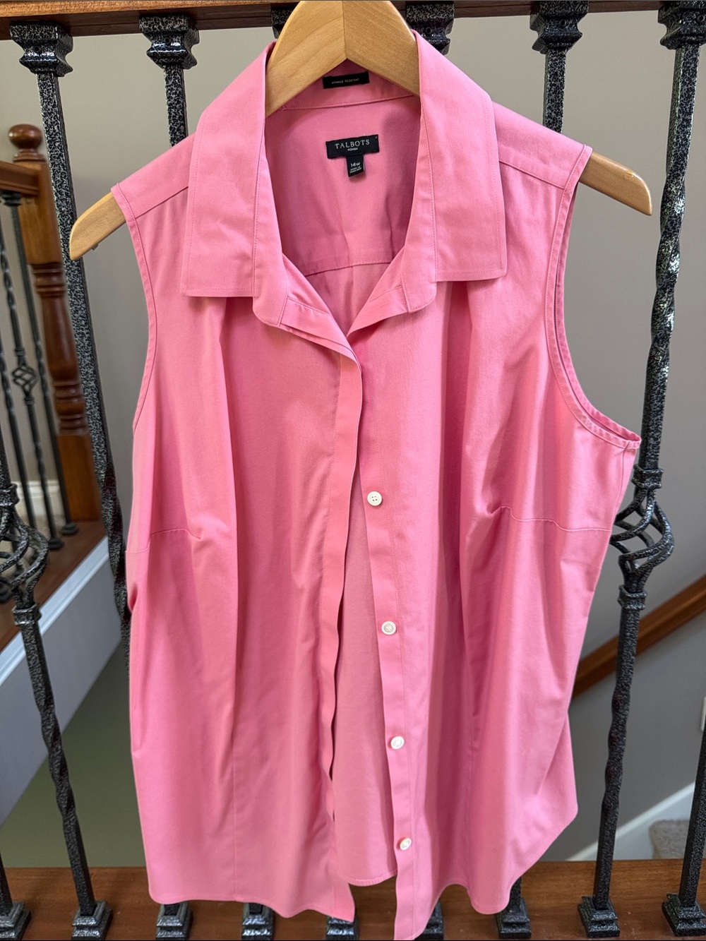Talbots SalmonSleeveless Button-Front Shirt